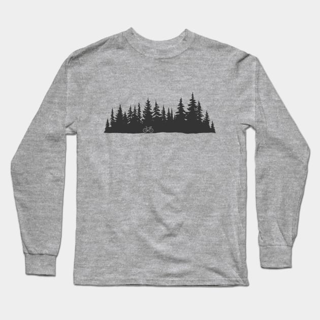 Cycling Pine Tree Forest Long Sleeve T-Shirt by Selknen 🔥